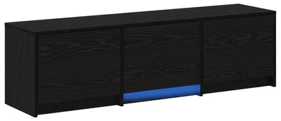 Zdjęcie produktu dla Szafka pod telewizor vidaXL z oświetleniem LED, kolor czarny dąb, 140 x 34 x 40 cm