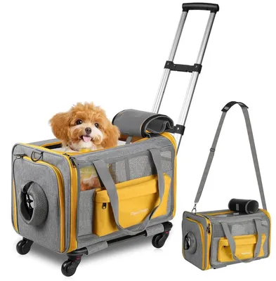 Produktbild von Transporttasche Haustiere Transportbox Katzentransportbox - Mit Rollen - 45 x 33 x 33 cm - Bis 9 kg - Faltbar - Für Flugreisen