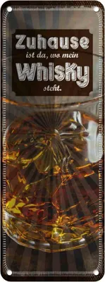Produktbild von vianmo Blechschild 27x10 cm Zuhause ist da, wo mein Whisky Spruch Zitat