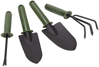 Produktbild von Gartenwerkzeug-Set, 4-teiliges Gartenwerkzeug-Set, Outdoor-Gartenwerkzeug-Set mit manuellem Jäter, Handkelle, Verpflanzungskellen, Handrechen