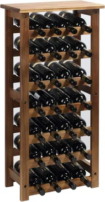 Produktbild von Weinregal Akazienholz für 28 Flaschen - Stabiles Modulares Flaschenregal Holz Erweiterbar - Weinständer für Keller, Küche, Gastronomie, Bar - Platzsparende Weinaufbewahrung Natur