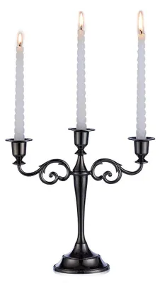 3er-Set Kerzenhalter aus Metall, schwarz, 11x27 cm