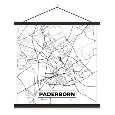 Produktbild von MuchoWow® Textilposter Karte - Stadtplan - Paderborn 40x40 cm mit schwarzem Rahmen - Fotos