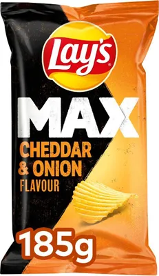 Produktbild von Lay's Max Cheddar & Onion Chips, 185g – Knusprige Kartoffelchips mit intensivem Geschmack