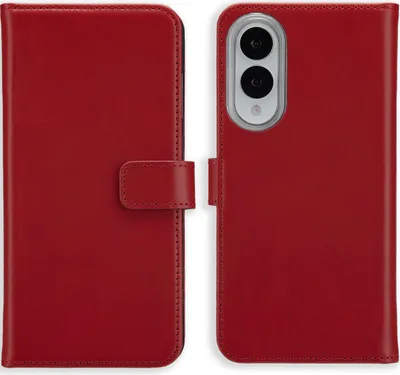 Image de Selencia Bibliothèque en cuir véritable pour le Samsung Galaxy S25 Edge - Rouge