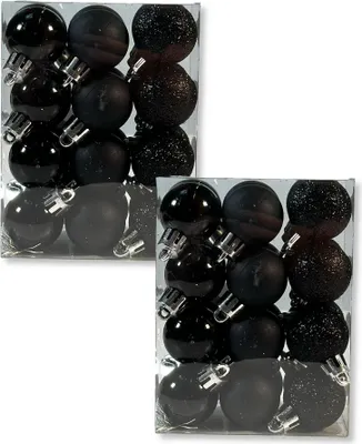 Produktbild von Kunststoff Weihnachtskugel schwarz 2 Sets - 48 Stück Ø 3cm Deko Kugel Christbaumschmuck Mix Matt Glänzend Glitzer