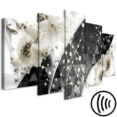 Produktbild von Akustikbild Lilien 200x100 cm Bilder Akustikschaum Hochleistungsschallabsorber Schallschutz Leinwand 5 tlg Wandbild Raumakustik Schalldämmung Blumen Diamant a-C-0150-b-m