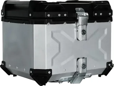 Obrázek produktu pro Motocyklový topcase – zadní kufr 65 l – hliníková slitina – velký úložný prostor – pro cestování a dojíždění – stříbrný