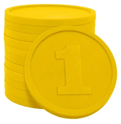 Image de Jetons pour buvette chiffre 1 en jaune CombiCraft- diamètre de 29 mm - 1000 pièces