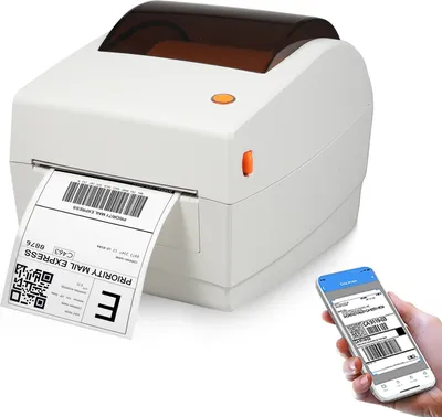Obrázek produktu pro Bisofice termotiskárna štítků, 4 x 6 palců, tiskárna štítků, připojení USB + BT, komerční vysokorychlostní stolní tiskárna štítků, kompatibilní se systémem Android iOS Windows