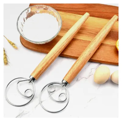 Produktbild von Dänischer Teigbesen, 33 cm, Edelstahl, Küchen-Backwerkzeug für Brot, Gebäck, Teigtaschen und Pizzateig, 2 Stück