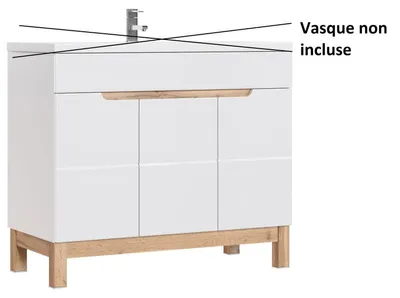 Image de Meuble sous vasque - H 84 x l 100 x P 46 cm - Cintra White