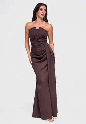 Produktbild von LARICA festliches Kleid mit Gorset und Drapierung LA-OM-DLR338 brown XL