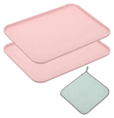 Serviertabletts 2er-Set, PP, 24x17,5 cm, rosa, wiederverwendbar