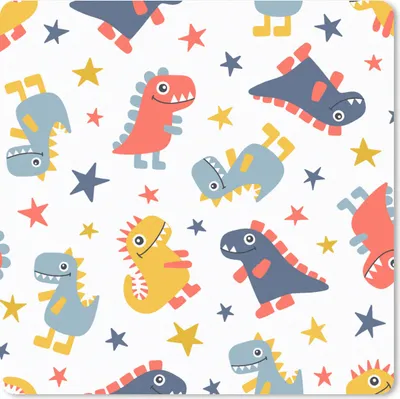 Produktbild von MuchoWow® Mauspad Mousepad Muster - Dino - Sterne - Jungen - Baby - Kinder - Kinder 30x30 cm - Mousepads - Maus Mat - Pad - Mausunterlage - Gaming