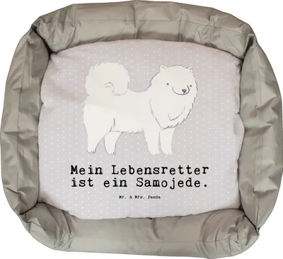 Produktbild von Mr. & Mrs. Panda Hundesofa Samojede Lebensretter - Grau Pastell - Geschenk, Samojedenspitz, Gemütlich, Weihnachten, Nikolaus, Samojedenhund, Vatertag, Muttertag, Hund