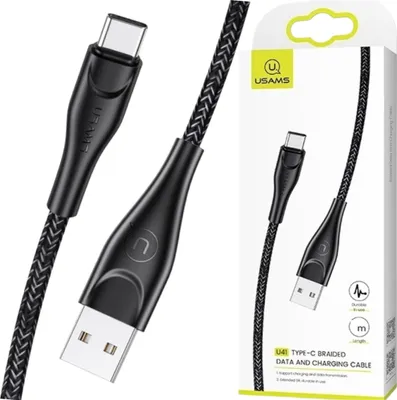 Image de Usams Kabel Pleciony U41 Usb-C 1M2A Czarny/Black Sj392Usb01 (Us-Sj392) Fast Charge