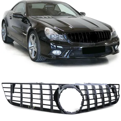 Sport Kühlergrill Schwarz Glanz für Mercedes SL R230 Facelift 2008-2012 – Produktansicht
