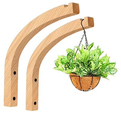 Produktbild von Kaxich 2-teiliger Pflanzenhalter aus Holz, Wandpflanzenhalter, Hängepflanzgefäß, Blumenhalter, Pflanzenhalter für Blumentöpfe und Windspiel