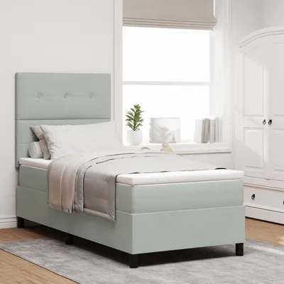 Obrázek produktu pro vidaXL Skříňová postel s matrací světle šedá 100 x 200 cm sametová