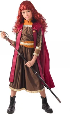 Produktbild von Burgunderrotes Nordprinzessin-Kostüm für Mädchen S 5-6 Jahre (105-116 cm)