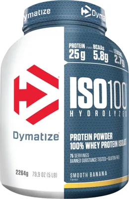 Image de DYMATIZE Whey Protein poudre Shake Hydrolysat Protéine ISO 100 Smooth Banana 2264g