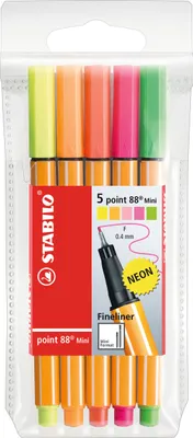 Produktbild von Fineliner - STABILO point 88 Mini - 5er Pack - mit 5 verschiedenen Neonfarben