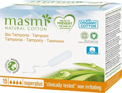 Produktbild von MasMI, Naturbaumwolle, Super Plus, Damenbinden, 15 Stück