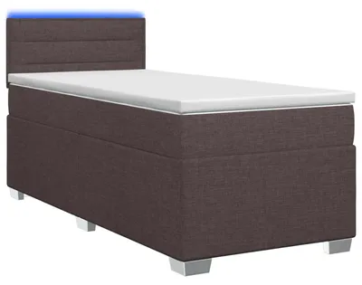 Obrázok produktu pre Postel s pružinovou základňou, matracom a LED osvetlením, tmavohnedá, 90 x 190 cm