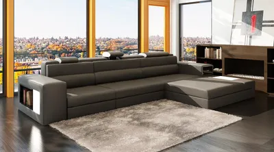 Image de Design XXL Big Ecken Polster Eck Sofa Couch L-Form Leder Sofas Garnitur + Licht