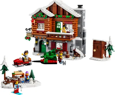 Produktbild von LEGO Icons Almhütte, Haus-Bausatz, festliches Set für Erwachsene mit einem baubaren Modellhaus inkl. 5 Minifiguren und 2 Tierfiguren, Winter-Deko, Geschenk für Frauen und Männer 10325