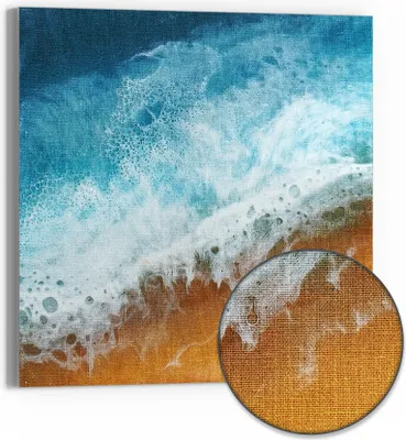 Produktbild von DEQORI Hybrid Leinwand Bild 50x50 cm 'Meeresflüstern' Wandbild Glas flach modern