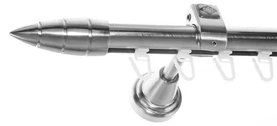 Produktbild von Innenlauf Edelstahl Look Gardinenstange 20mm Wandträger 1-läufig Spitze, Länge wählbar H50 E81 I