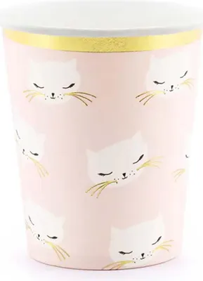 Produktbild von Pappbecher Katzen 200ml/6Stk. Hellrosa