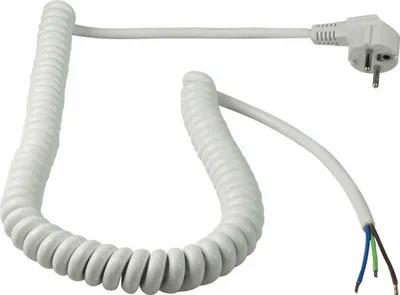 Produktbild von as-Schwabe Anschluss-Spiralkabel 1-2,5m Schukowinkelstecker 230V Weiß IP20