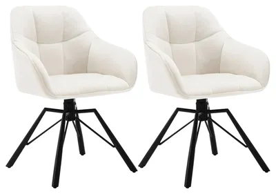 Immagine prodotto di Sedie da pranzo - Sedie da pranzo girevoli - Set da 2 - Con braccioli - Imbottite - Struttura in metallo - 58,5 x 54,5 x 82,5 cm - Velluto color crema