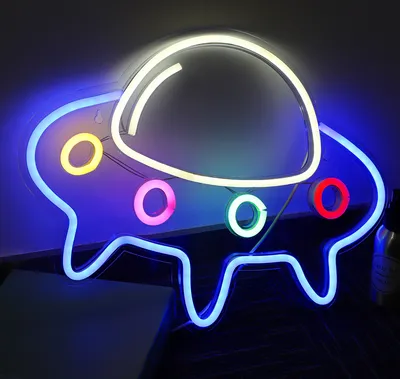 Produktbild von Neon Led Licht USB, Neon Schild , Nachtlicht,Neonlicht Led Wanddeko, Gaming Deko Zimmer Party Bar Kinder Geschenk(UFO)