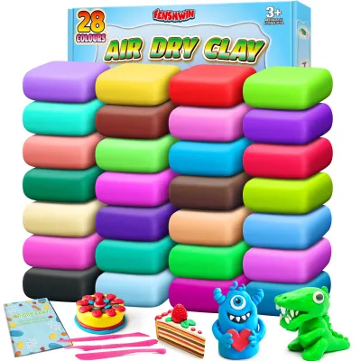 Image de Pâte à modeler qui sèche à l'air, 28 couleurs, avec accessoires, kit de loisirs créatifs pour enfants