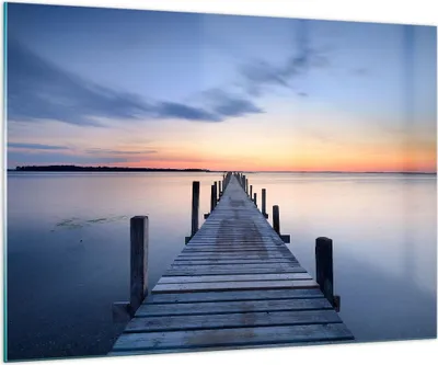 Produktbild von Bilder auf glas - Sonnenuntergang See Wasser Brücke - 100x70cm - Glasbilder - Wandbilder - Kunstdruck - Wanddekoration aus Glas - Glas Bilder - Wandbild auf Glas - GAA100x70-2508
