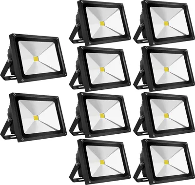 Produktbild von 10pcs 50W LED Fluter,Greenmigo IP65 Wasserdicht Schwarz Kaltweiß 120° LED Außenstrahler Fluter Flutlicht AC 85-265V Tageslichtweiß