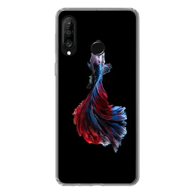 Produktbild von MuchoWow® Handyhülle Schutzhülle Hülle für Huawei P30 Lite Fisch - Schwanz - Schwarz Silikon Softcase Handy Hülle - Handyhülle