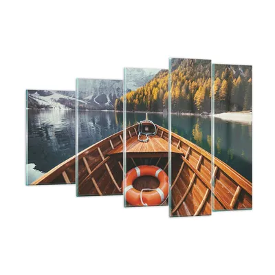 Produktbild von Bilder auf glas - 5 Teile - £ódŸ Berge Kajak - 150x100cm - Glasbilder - Wandbilder - Bilder - zum Aufhängen bereit - Wanddekoration aus Glas - Glas Bilder - Wandbild auf Glas - GEG150x100-4981