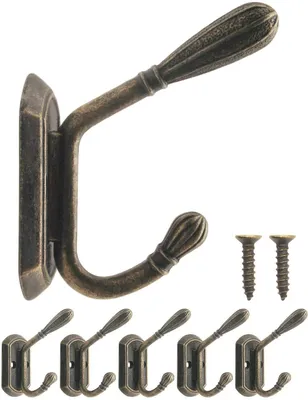 Garderobenhaken-Set, 5 Stück, Eisen, Bronze, 60x50 mm, Vintage