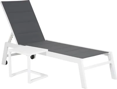 Produktbild von Set Sonnenliege und Beistelltisch BARBADOS aus grauem Textilene - weißes Aluminium