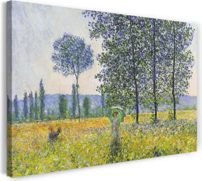Produktbild von Leinwandbild (100x70cm): Claude Monet - Pappeln im Sonnenlicht, echter Holz-Keilrahmen inkl. Aufhänger, handgefertigt in Deutschland