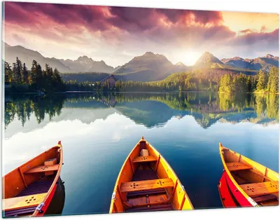 Produktbild von Bilder auf glas - See Natur - 120x80cm - Glasbilder - Wandbilder - Bilder - Kunstdruck - zum Aufhängen bereit - Wanddekoration aus Glas - Glas Bilder - Wandbild auf Glas - Einteilig - GAA120x80-3579