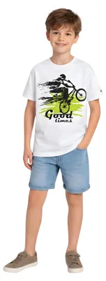 Produktbild von T-Shirt für Jungen – „Good Times“ – 100 % Baumwolle – Größe 140, Alter 10 Jahre – weiß