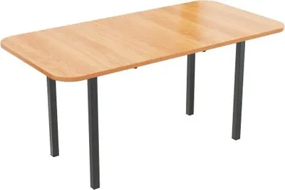 Produktbild von AIORBER Ausziehbarer Esstisch in Naturholzoptik 120–160 cm, moderner minimalistischer Küchentisch für 4–6 Personen mit stabiler Legierungsstütze