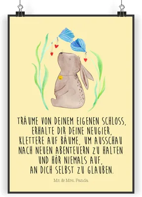 Produktbild von Mr. & Mrs. Panda Bild Hase Blume DIN A5 - Gelb Pastell - Geschenk, drucke, Wandbild, Plakat, Hoffnung, Geburt, Kunstdruck, Ostern, wanddeko, Geburtstag, Kaninchen