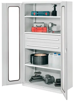 Produktbild von Kappes Schwerlastschränke ohne Mitteltrennwand 1950x1000x600mm Modell 42 Sichtfenstertüren lichtgrau
